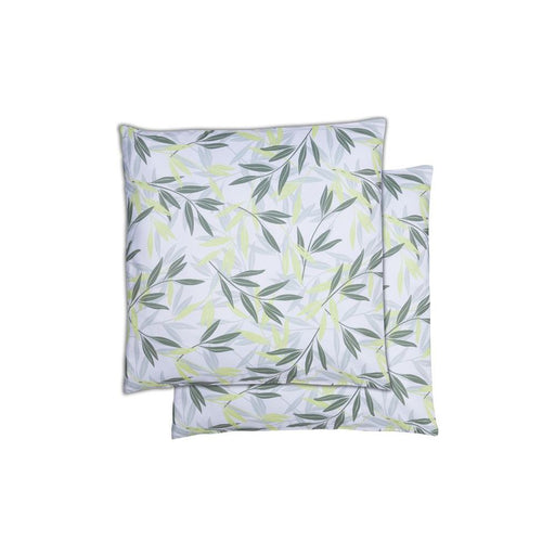 Garden Sofa Green/Grey Leaf Print Scatter Cushion Pair - UK Camping And Leisure