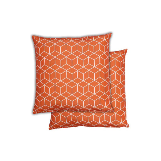 Garden Sofa Orange Cube Print Scatter Cushion Pair - UK Camping And Leisure