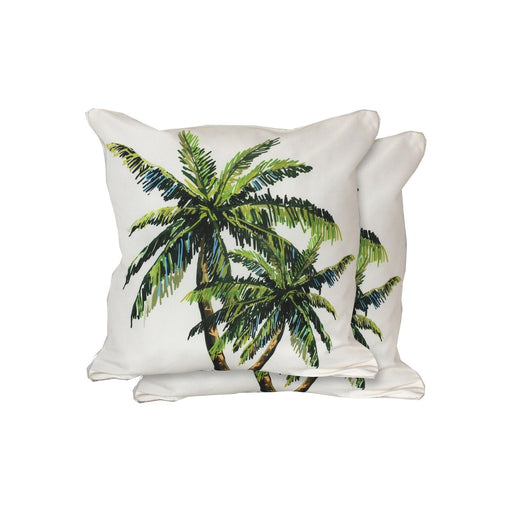 Garden Sofa Palm Tree Print Seat Scatter Cushion Pair - UK Camping And Leisure