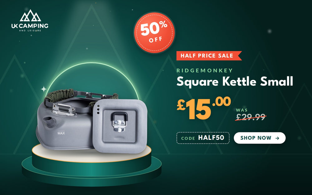 RidgeMonkey Square Kettle Small: 50% off, now £15.00, was £29.99, half price promo code HALF50 automatically applied