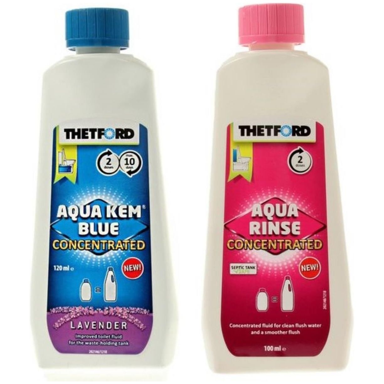 Thetford Aqua Kem Blue Aqua Rinse Mini Duo Pack Toilet Chemicals 120ML x2 —  UK Camping And Leisure