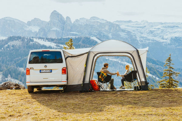 Kampa Dometic Cross Air drive-away awning attached to a VW campervan