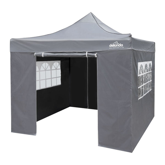 Dellonda 3x3m Pop-Up Gazebo & Side Walls Water Resistant Fabric - Grey Dellonda - UK Camping And Leisure