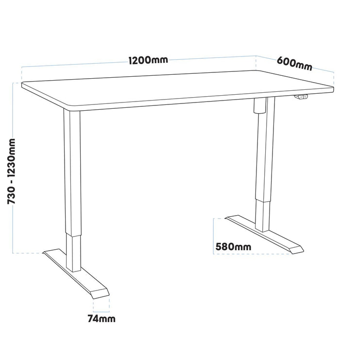 Dellonda Single Motor  Adjustable-Height Electric Sit/Stand Desk - Oak Desktop Dellonda - UK Camping And Leisure