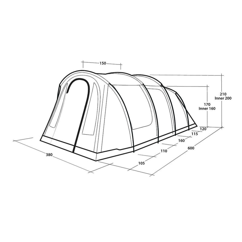 Outwell Rockwell 6 Pole Tent Blue 6 Person Outwell - UK Camping And Leisure