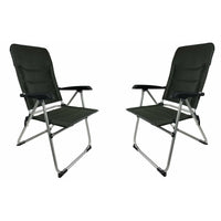 2x Royal Folding Ambassador Grey Reclining Aluminium Padded Camping Chair R735