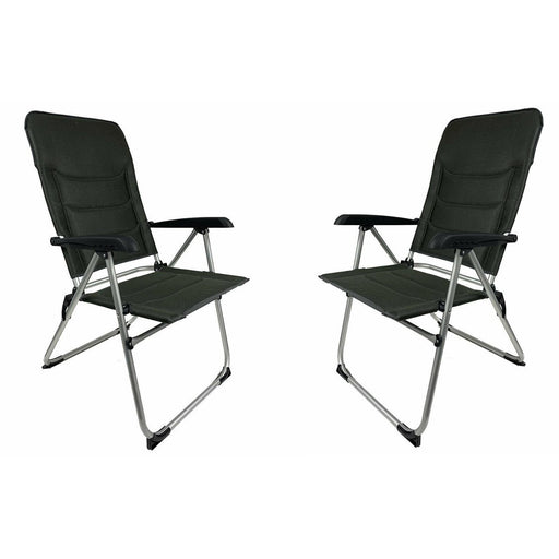 2x Royal Folding Ambassador Grey Reclining Aluminium Padded Camping Chair R735 Royal - UK Camping And Leisure