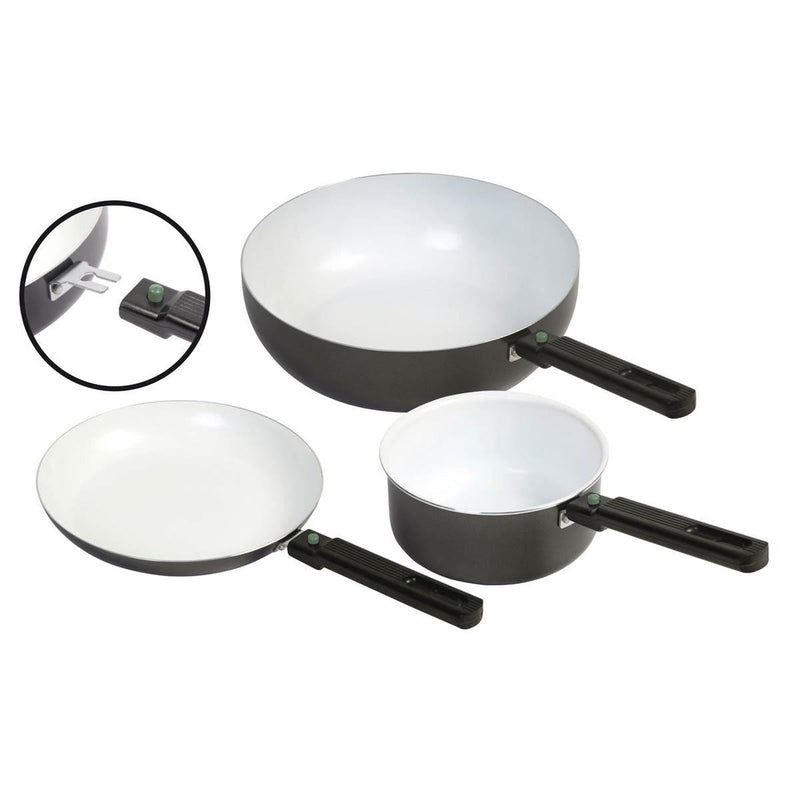 Bo-Camp Saut Pan Sprint Removable Handle Blk/White Dia 24cm Bo-Camp - UK Camping And Leisure