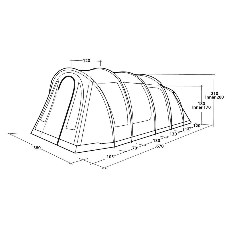 Outwell Edmonds 6 TC 6 Berth Four Room Tunnel Tent - View 19