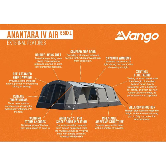 Vango Anantara IV Air 650XL Cloud Grey Tent 6 Berth