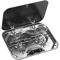 Dometic Smev PI8022 2 Burner Gas Hob With Glass Lid 480 x 370mm