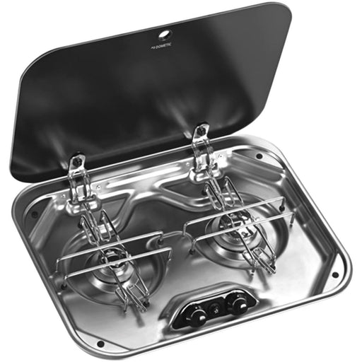 Dometic Smev PI8022 2 Burner Gas Hob With Glass Lid 480 x 370mm Dometic - UK Camping And Leisure