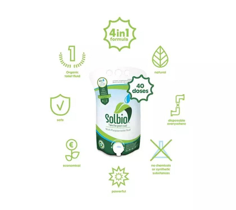 2x Solbio Organic Chemical Toilet Fluid Waste & Flush 1.6L x40 Doses Solbio - UK Camping And Leisure