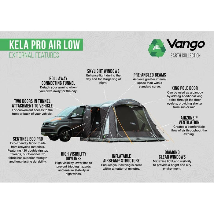 Vango Kela Pro Air Low Drive Away Awning  (180 - 210cm) Campervan Vango - UK Camping And Leisure