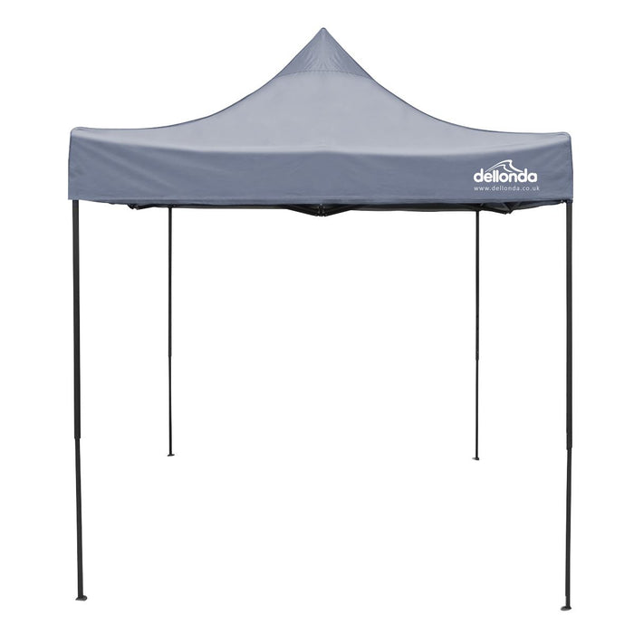 Dellonda 2x2m Pop-Up Gazebo Heavy Duty  Carry Bag Rope Stakes & Weight Grey Dellonda - UK Camping And Leisure