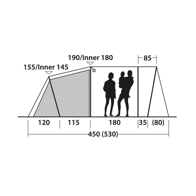 Outwell Birdland 4 TC 4 Berth Three Room Tunnel Tent - View 15