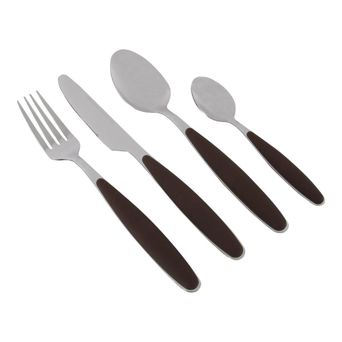 Gimex Cutlery Brown Soft Touch Handle 16 Pieces Gimex - UK Camping And Leisure