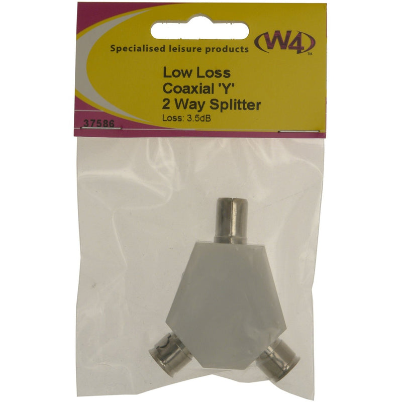 W4 2-Way Coax Splitter Low Loss 37586 W4 - UK Camping And Leisure