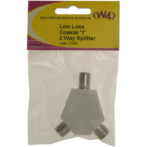 W4 2-Way Coax Splitter Low Loss 37586 W4 - UK Camping And Leisure