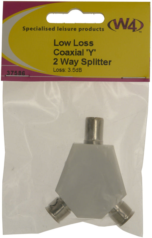 W4 2-Way Coax Splitter Low Loss 37586 W4 - UK Camping And Leisure