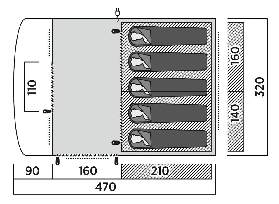 Easy Camp Skarvan 5 Pole Tent Blue 5 Person Easy Camp - UK Camping And Leisure