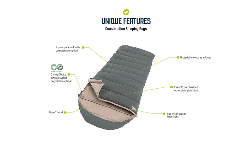 Outwell Constellation Green Single Sleeping Bag | camping sleeping bag