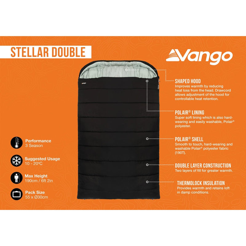 Vango Stellar Double Sleeping Bag Black - View 6
