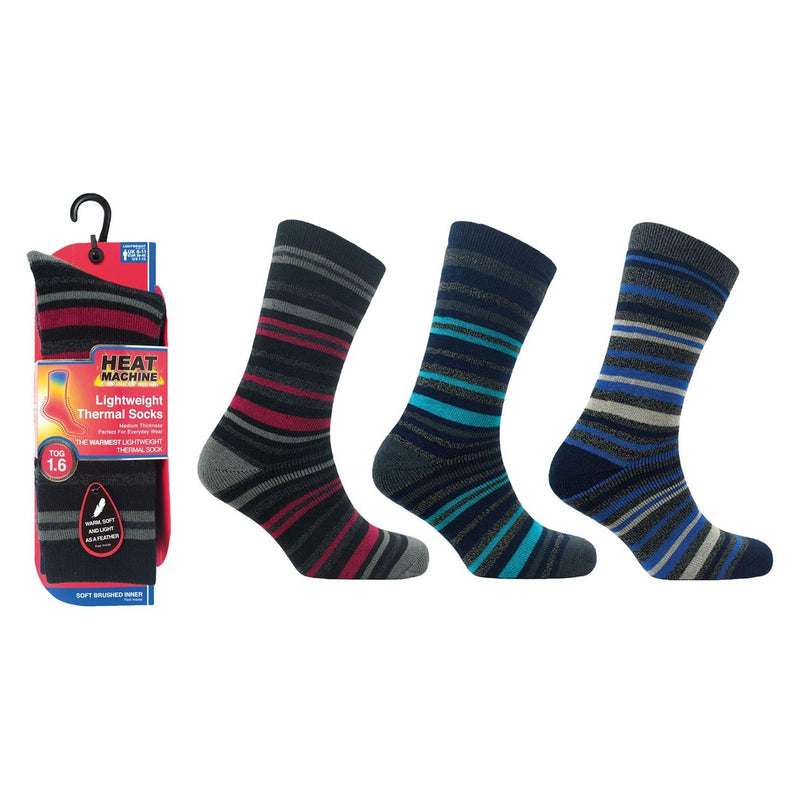Mens lightweight thermal insulated striped socks (assorted colours) 2741 UK Camping And Leisure - UK Camping And Leisure