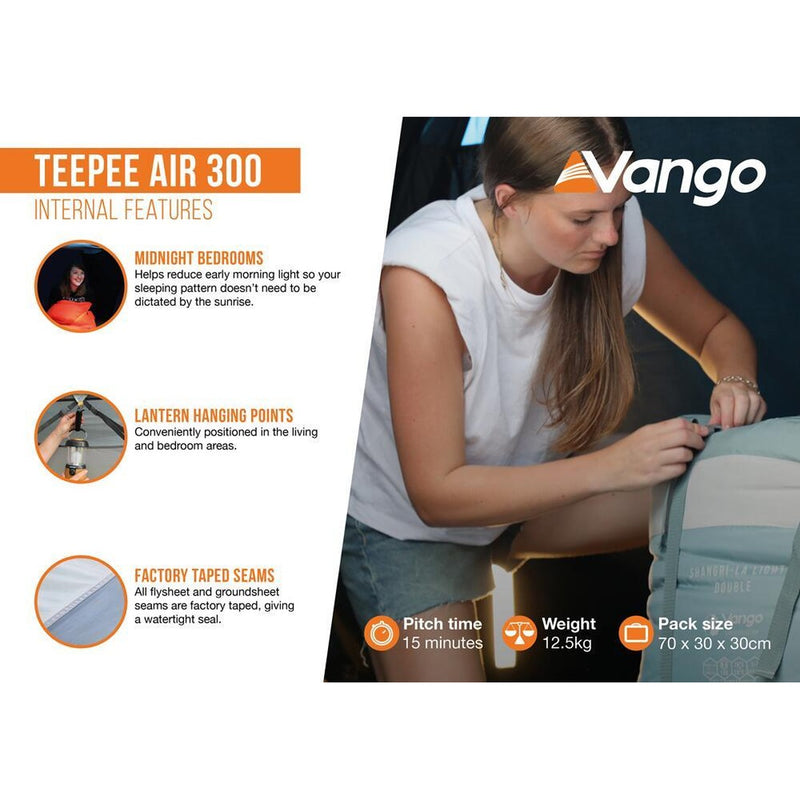 Vango Teepee Air 300 Deep Blue Tent 3 Berth - View 8