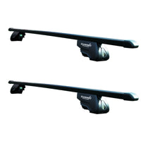 Summit SUP-815 Premium Railing Roof Bar for Cars with Raised Running Rails, Black Steel, Set of 2