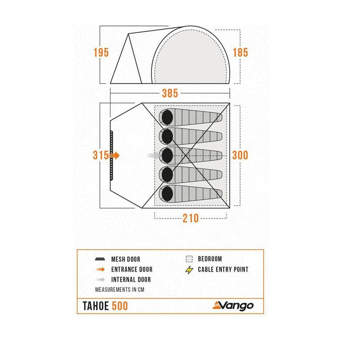 Vango Tahoe 500 Deep Blue 5 Person Tent Vango - UK Camping And Leisure