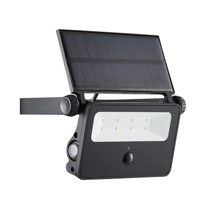 Solar Powered Security Floodlight with PIR Black (200lm / 2W) AG - UK Camping And Leisure