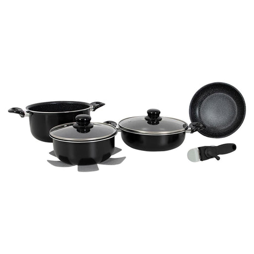 Gimex Cookware Induction Black 7 Pieces Gimex - UK Camping And Leisure