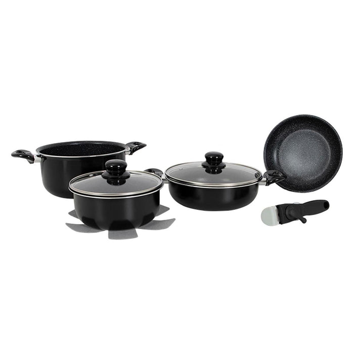 Gimex Cookware Induction Black 7 Pieces Gimex - UK Camping And Leisure