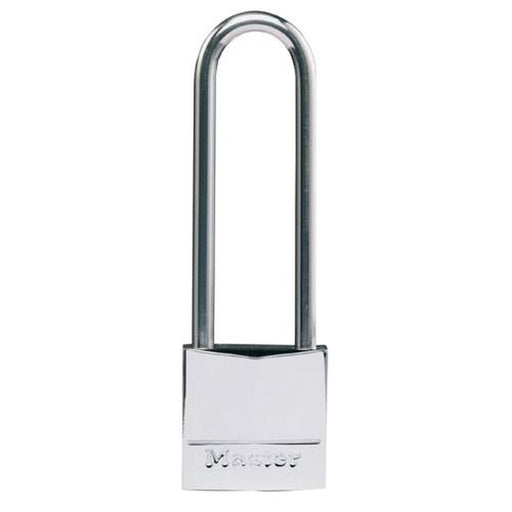 Masterlock Padlock Nickel Brass 30mm SS Long Shackle Masterlock - UK Camping And Leisure