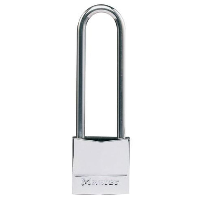 Masterlock Padlock Nickel Brass 30mm SS Long Shackle Masterlock - UK Camping And Leisure