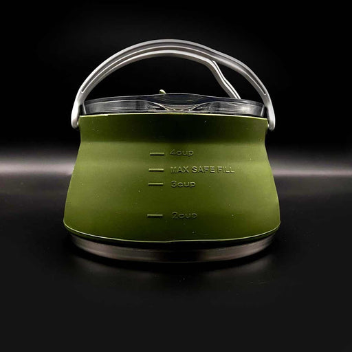 Wolf Outdoors EzyStow Collapsible Kettle 1L Olive Green Wolf Outdoors - UK Camping And Leisure