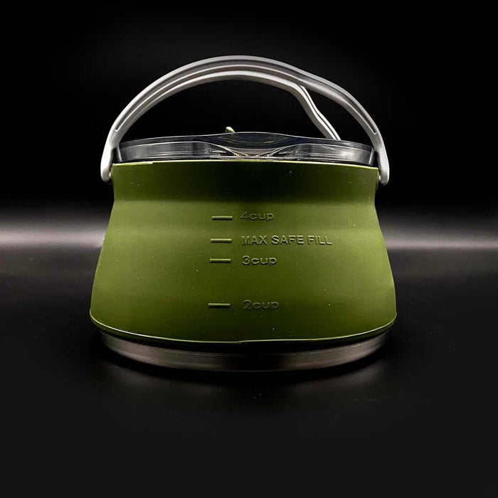 Wolf Outdoors EzyStow Collapsible Kettle 1L Olive Green Wolf Outdoors - UK Camping And Leisure