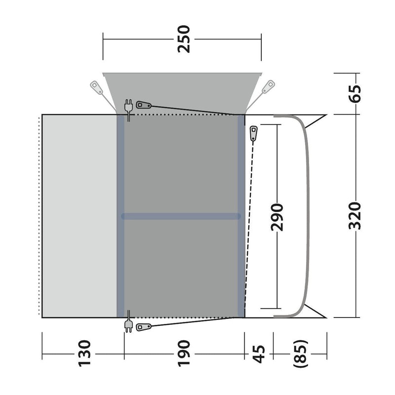 Outwell Jones M PowerAir Driveaway Awning Campervan 175-200cm Low - View 20