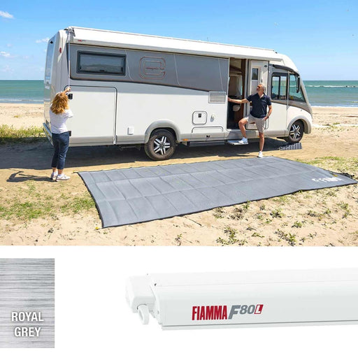 Fiamma F80L 450 Awning Polar White - Royal Grey (07840G03R) Winch Handle Roof Mounted Fiamma - UK Camping And Leisure