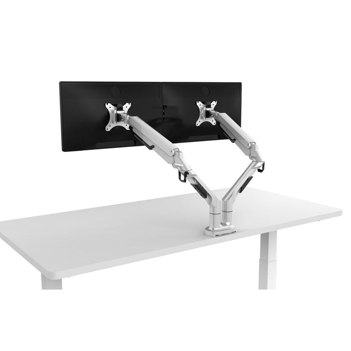 Dellonda Adjustable Double Monitor Arm with 360 Rotation - White DH27 Dellonda - UK Camping And Leisure