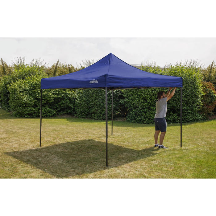 Dellonda 2x2m Pop-Up Gazebo Heavy Duty  Carry Bag Rope Stakes & Weight Blue Dellonda - UK Camping And Leisure