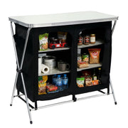 Leisurewize Portable Camping Table & Storage Cupboard Foldable Aluminium Frame