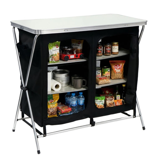Leisurewize Portable Camping Table & Storage Cupboard Foldable Aluminium Frame
