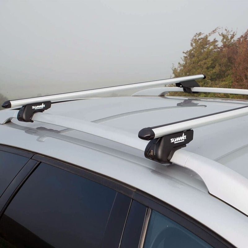 Summit SUP-930C Premium Railing Roof Bar for Cars with Raised Running Rails, Aluminium, Set of 2 - Summit Shop