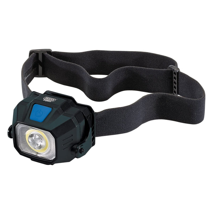 Draper COB/SMD LED Wireless/USB Rechargeable Head Torch, 6W, 400 Lumens, USB-C C Draper - UK Camping And Leisure