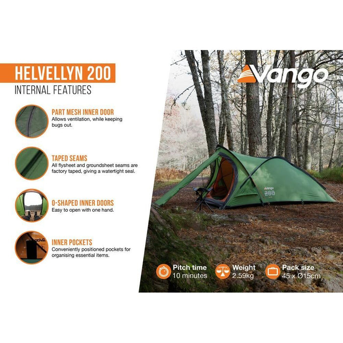 Vango Helvellyn 200 Pamir Green 2 Person Tent Vango - UK Camping And Leisure