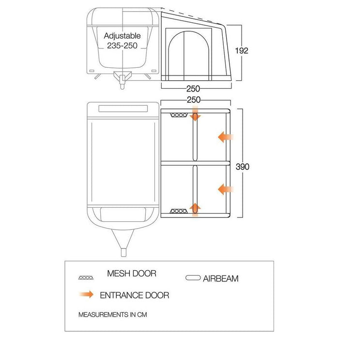 Vango Balletto Air 390 Elements ProShield Caravan Awning Vango - UK Camping And Leisure