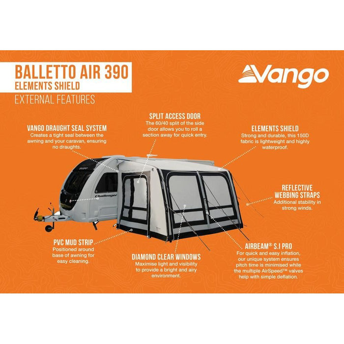 Vango Balletto Air 390 Elements Shield Caravan Awning Vango - UK Camping And Leisure