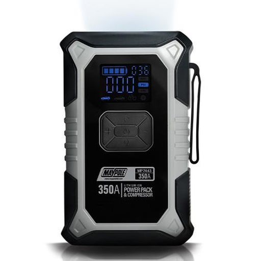 Maypole Lithium Ion Power Pack & Compressor (12,000Mah/ 350A) Car Battery Jump Starter